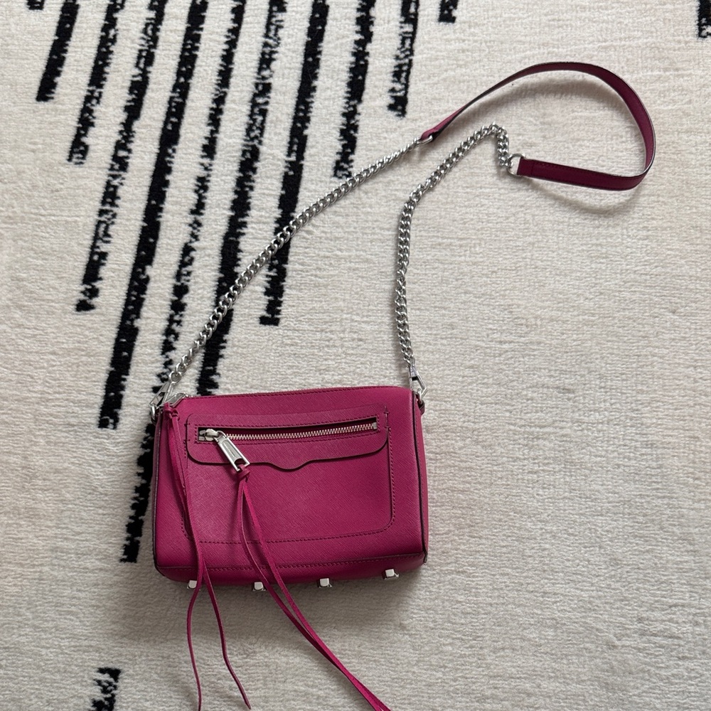 Rebecca Minkoff Fuchsia Crossbody Bag with Silver Chain
